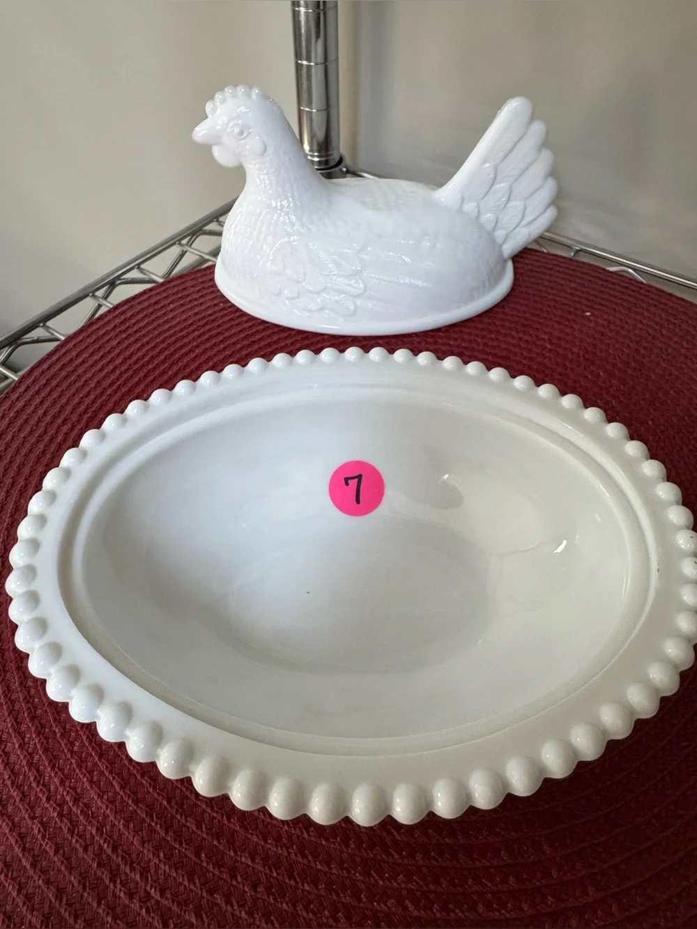 Indiana Glass White Hen-on-Nest Covered Dish